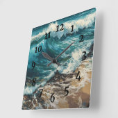 Strandwaves und Sandmalerei Quadratische Wanduhr (Winkel)