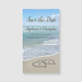 StrandWedding Monogram Herz in Sand Magnetkarte (Vorderseite)