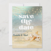StrandWedding Seashells String Lights SaveThe Date Save The Date (Vorderseite)