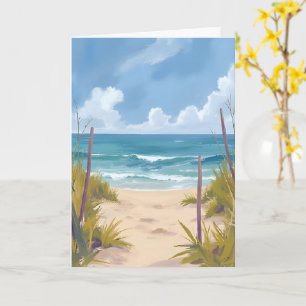 Strandweg Ozean Aquarell Küstenmalerei Karte