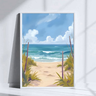 Strandweg   Ozean Aquarell Küstenmalerei Poster