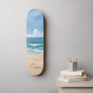 Strandweg   Ozean-Aquarell-Küstenmalerei Skateboard