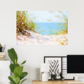 Strandweg Ozean Gras Wasserfarbe Poster (Heimbüro)