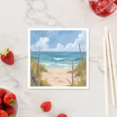 Strandweg | Ozean-Wasserfarbe-Küstenbild Serviette (Beispiel)