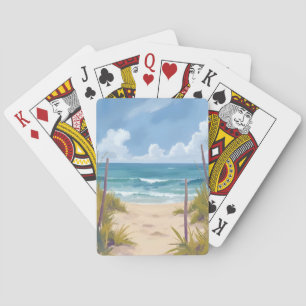 Strandweg   Ozean-Wasserfarbe-Küstenbild Spielkarten