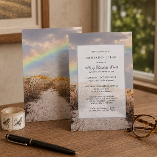 Strandweg und Regenbogen-Feier des Lebens Einladung