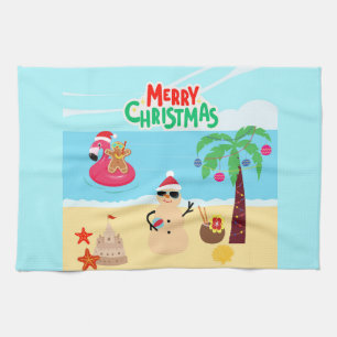 Strandweihnachtsszene Geschirrtuch