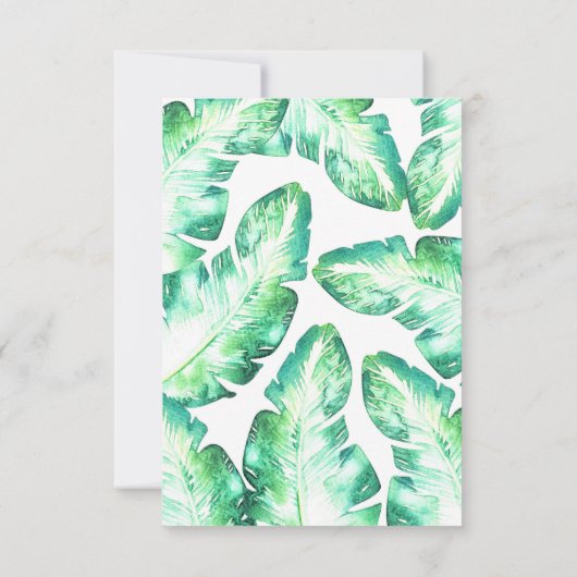 Strandweiß und grüne tropische Blätter Tischnummer (Rückseite)