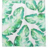 Strandweiß und tropische Palmen Blätter Chic Duschvorhang (Vorderseite)