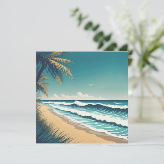 Strandwelle Feiertagskarte (Stehend Vorderseite)