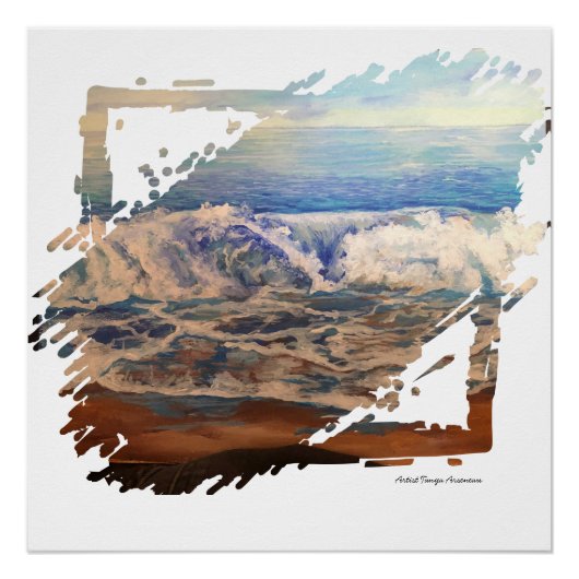 Strandwellen Blau Poster (Vorderseite)
