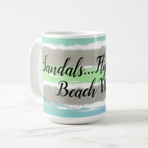 Strandwellen Grau Grün Blau Aquarellstreifen Kaffeetasse