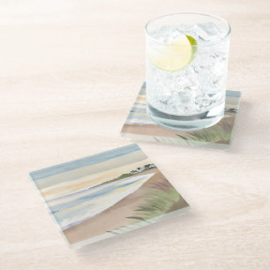 Strandwellen Küstenmeer-Wasserfarbe Glasuntersetzer