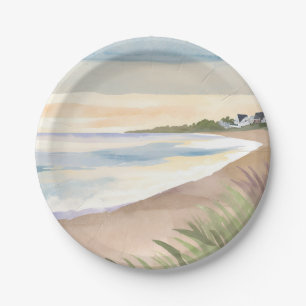 Strandwellen Küstenmeer Wasserfarbe Pappteller