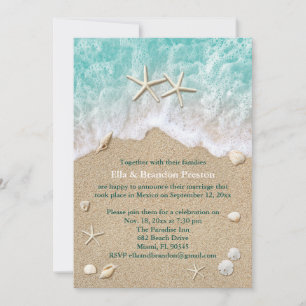 Strandwellen & Seesterne Hochzeitsnachricht Einladung