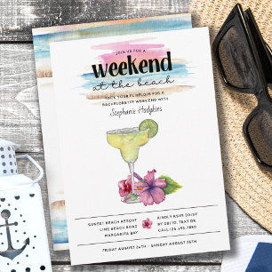 Strandwochenende Margarita und Hibiskus Junggesell Einladung
