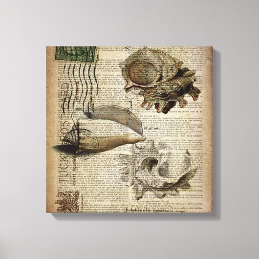 Strandwörterbuch drucken moderne Vintage Muschel Leinwanddruck (Vorderseite)