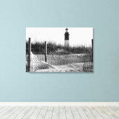 Strandzäune und Leuchtturm Leinwanddruck (Insitu (Holzboden))