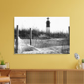 Strandzäune und Leuchtturm Leinwanddruck (Insitu (Wohnzimmer))