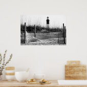 Strandzäune und Leuchtturm Poster (Küche)