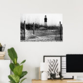 Strandzäune und Leuchtturm Poster (Heimbüro)