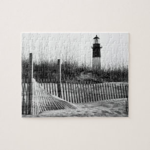 Strandzäune und Leuchtturm Puzzle