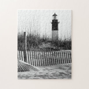Strandzäune und Leuchtturm Puzzle
