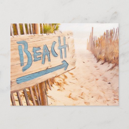 Strandzeichen für tropisches Holz Postkarte (Vorderseite)