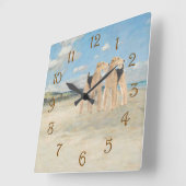 Strandzeit Quadratische Wanduhr (Winkel)
