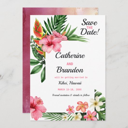 Strandziel der tropischen Liebe Save The Date (Vorne/Hinten)