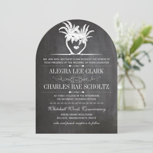 Strandziel-Karton Typografie einladen Einladung (Stehend Vorderseite)