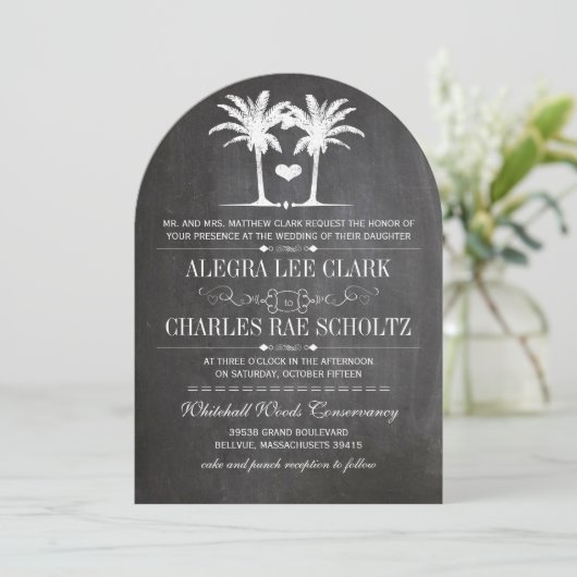 Strandziel-Karton Typografie einladen Einladung (Stehend Vorderseite)