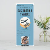 Strandziel Moderne Hochzeit des tropischen Fotos Einladung (Stehend Vorderseite)