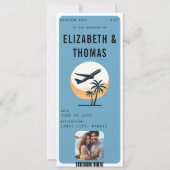 Strandziel Moderne Hochzeit des tropischen Fotos Einladung (Vorderseite)