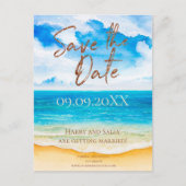 Strandziel Save the Date Watercolor Postkarte (Vorderseite)