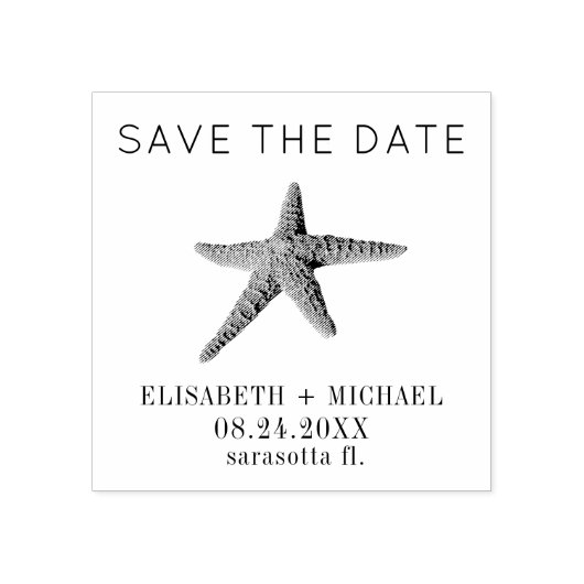 Strandziel Seesterne Hochzeit speichern das Datum Gummistempel (Prägung)