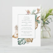 Strandziel Tropischer Leaf Blumenzwiebeln Einladung (Stehend Vorderseite)