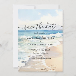 Strandziel Wasserfarbe Rollende Wellen Hochzeit Save The Date