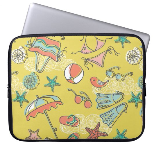 Strandzubehör. nahtloses Muster Laptopschutzhülle (Vorderseite)