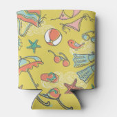 Strandzubehör: Sommernahtloses Muster. Dosenkühler (Rückseite)