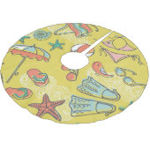 Strandzubehör: Sommernahtloses Muster. Polyester Weihnachtsbaumdecke (Schrägansicht)