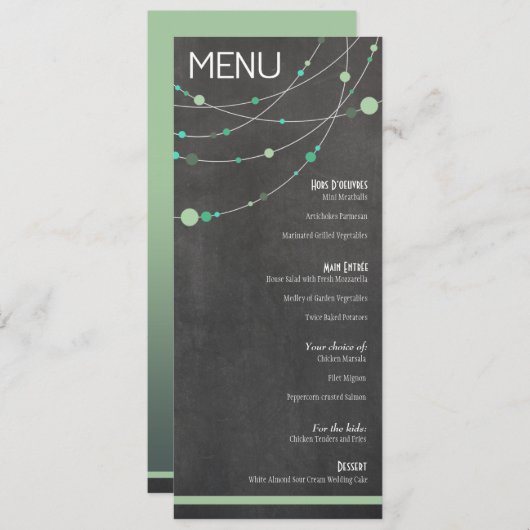 Strang-Menüminze Angelas u. Willis stilvolle Menükarte (Vorne/Hinten)