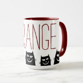 "STRANGE" 5 SCHWARZE KATZEN, KAFFEE-TASSE TASSE (VorderseiteRechts)