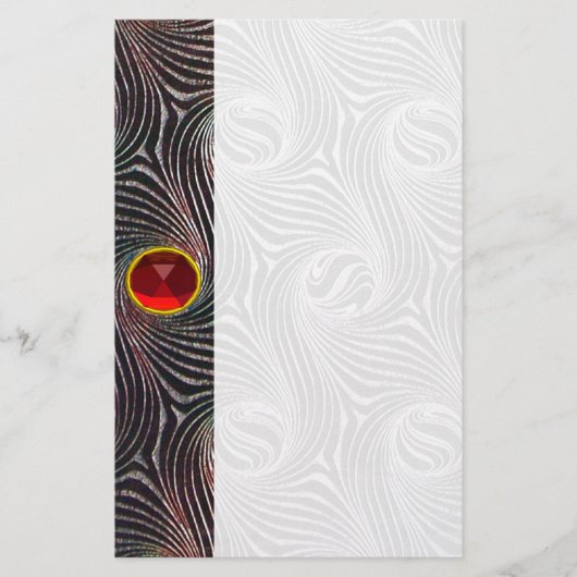 STRANGE KREISE,WIRBEL,Red Ruby Gemstone Briefpapier (Vorderseite)