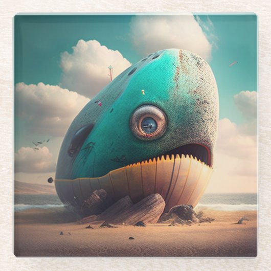 Strange Whale Glasuntersetzer (Vorderseite)