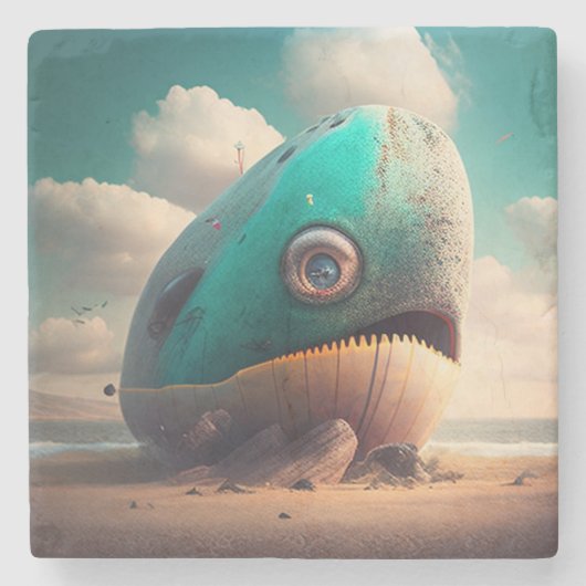 Strange Whale Steinuntersetzer (Vorderseite)