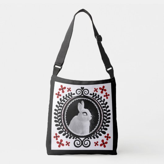 Strange White Bunny Crossbody Bag / Shoulder Tote Tragetaschen Mit Langen Trägern (Vorderseite)