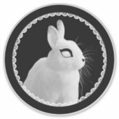 Strange White Bunny Kiss-Cut Vinyl Sticker (Vorderseite)