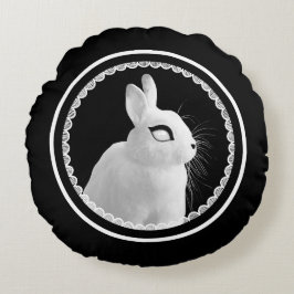 Strange White Bunny Round Pillow Rundes Kissen