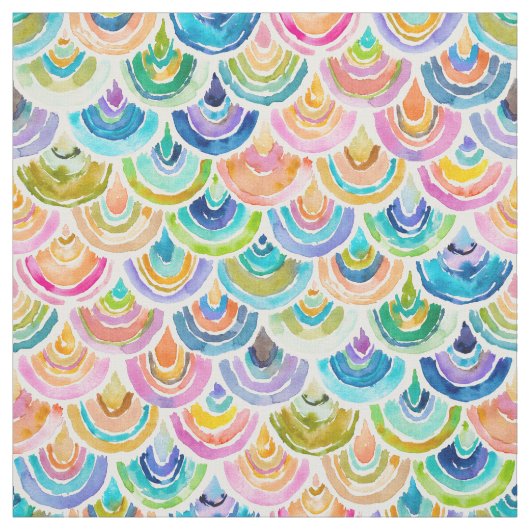 STRANGEBOW Regenbogen-Aquarell-Fisch-Skala Stoff (Muster)